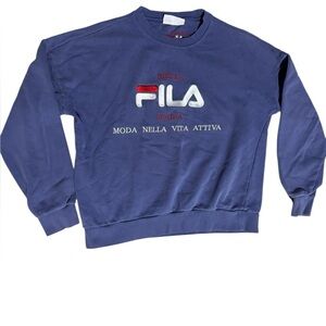 Fila Archive Revival Embroidered Italia Crewneck Sweatshirt Size Large L Navy